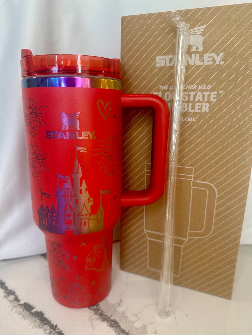 Stanley Disney Castle 40oz Quencher Red Holographics NIB